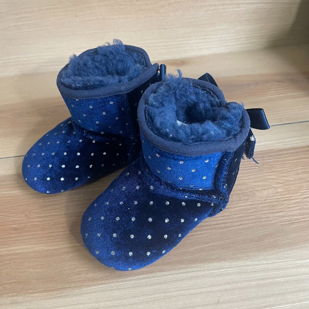 UGGs JESSE BOW II BOOTIES BABY blue CRIB TODDLER 2/3 winter slippers mini kids - Picture 4 of 11